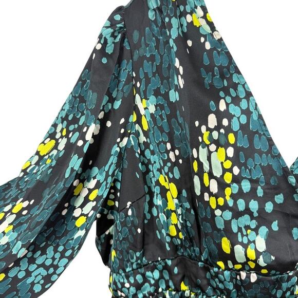 Torrid Satin Surplice Tie Cut Out Back 40260416 Long Sleeve Teal Blouse Top 4X - Picture 6 of 16